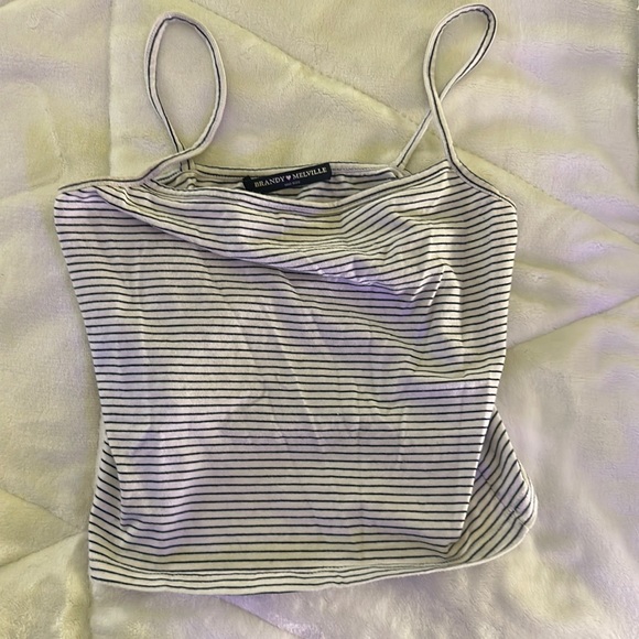 Brandy Melville Black and white stripped crop top - Picture 1 of 2